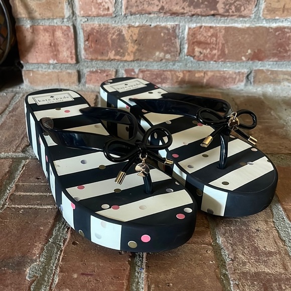 Kate Spade Rhett Confetti Stripe Wedge Sandals - Picture 1 of 6